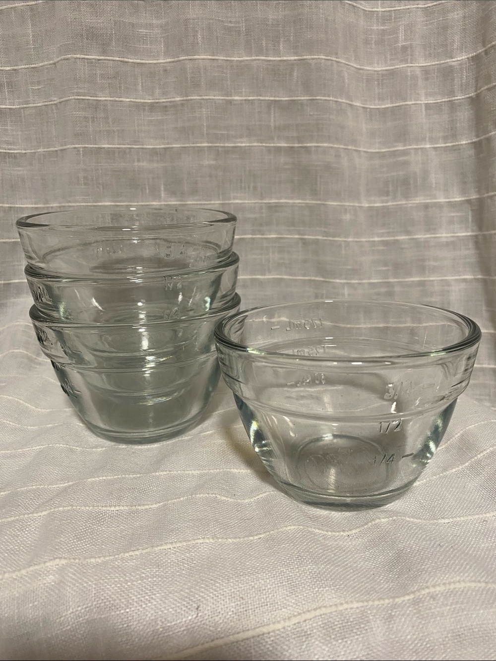 4 Pampered Chef Clear Glass Prep Bowls - Transparent Set